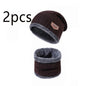 Men Women Beanie Winter Hat Scarf Gloves Thick Warm Knit Cap Set