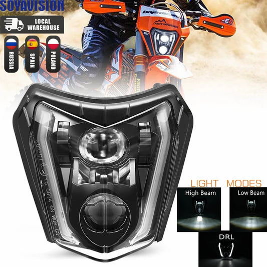 E24 Motorcycle LED Headlight Headlamp DRL Light For KTM EXC EXCF SX SXF XC XCF XCW XCFW 125 150 250 300 350 400 450 505 525 530 - EXPROTAS