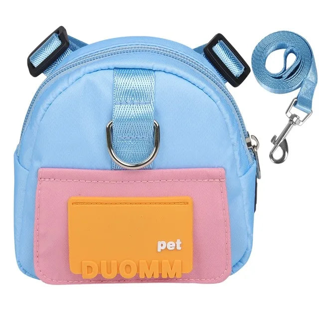 Waterproof Dogs Puppy Bag Outdoor Travel Backpack with Harness & Collar