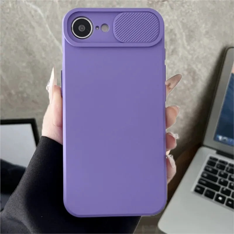 iPhone 11-16E Pro Max Plus Mini TPU Case Slide Camera Cover Shockproof Soft
