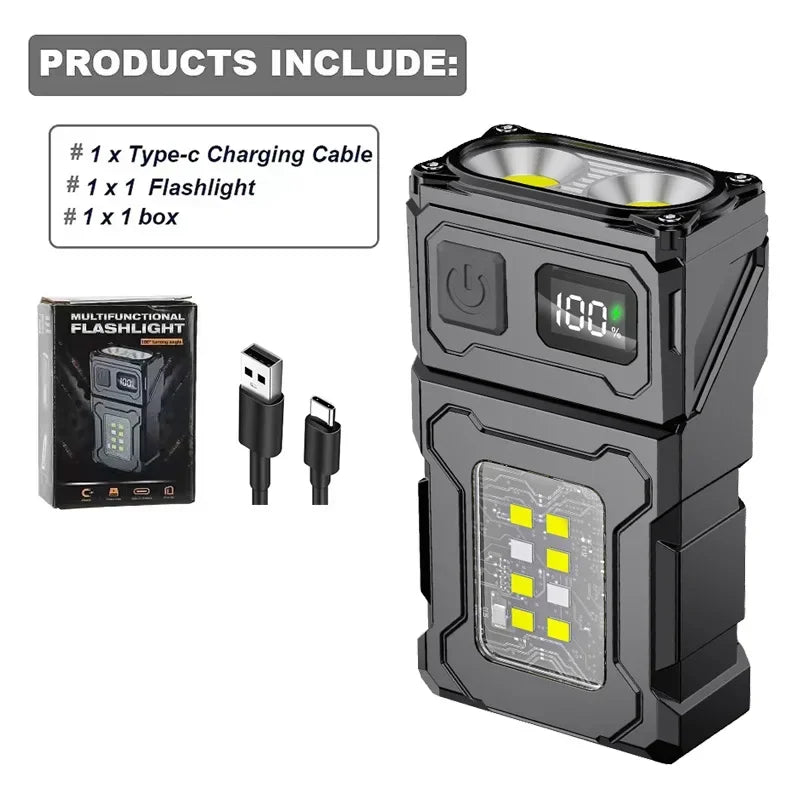 2/1Pcs Mini LED Flashlight Rechargeable USB Torch Bright Magnetic for Camping