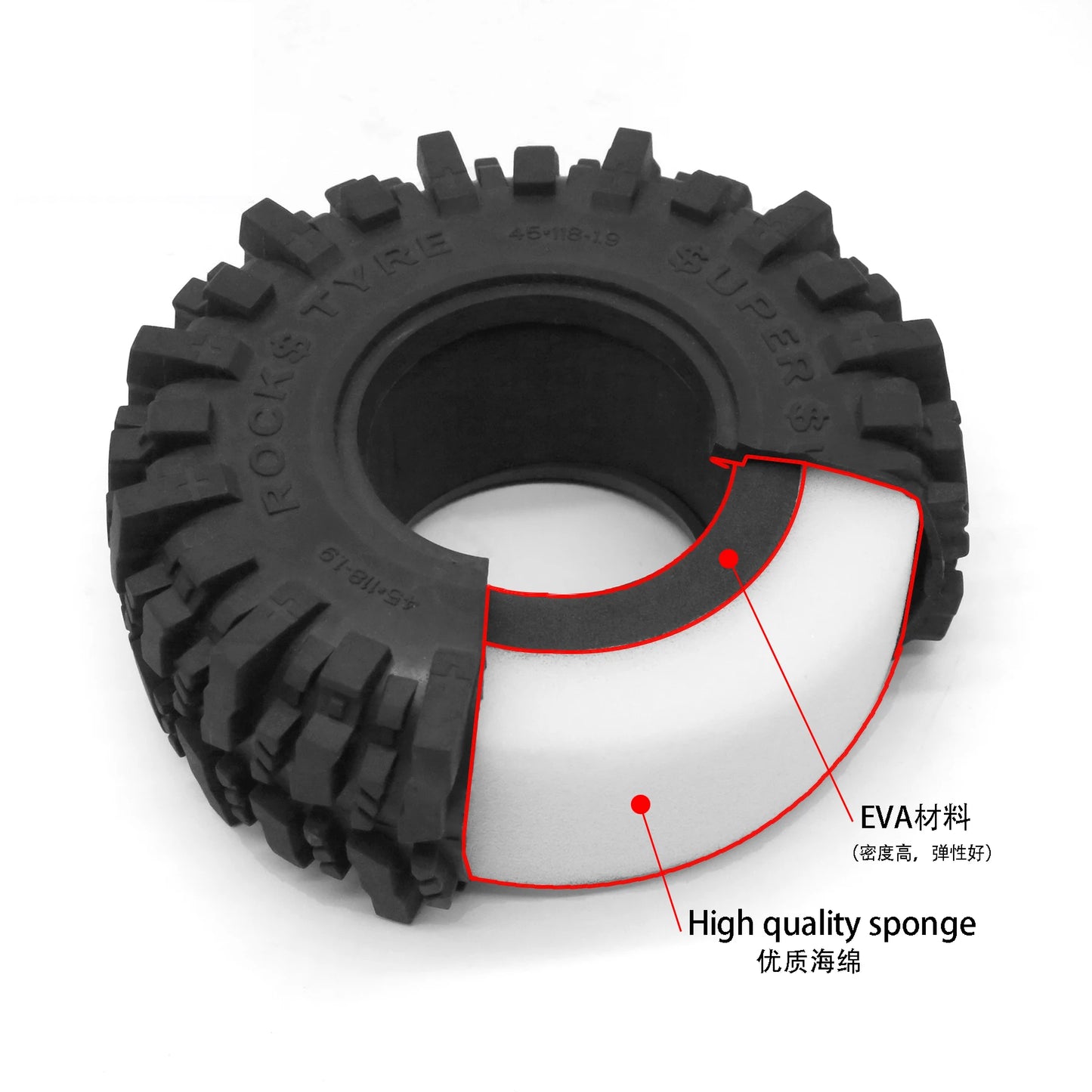 4pcs 1.9 Tire Inserts Dual Stage Closed Cell Foam for RC Crawler SCX10 TRX4