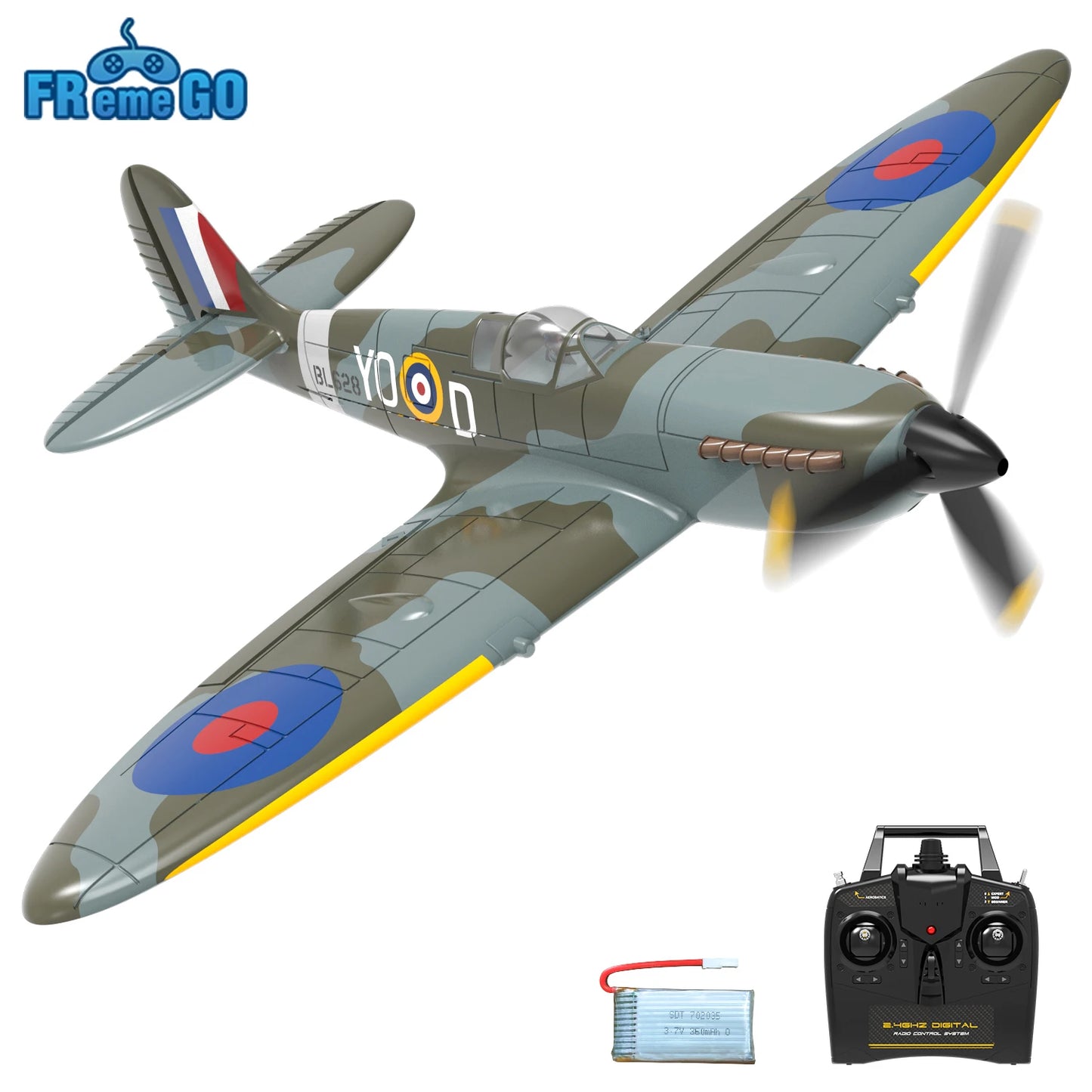 Volantex Spitfire RC Plane, EPP 400mm Wingspan 4CH 2.4G RTF Aerobatic Fighter
