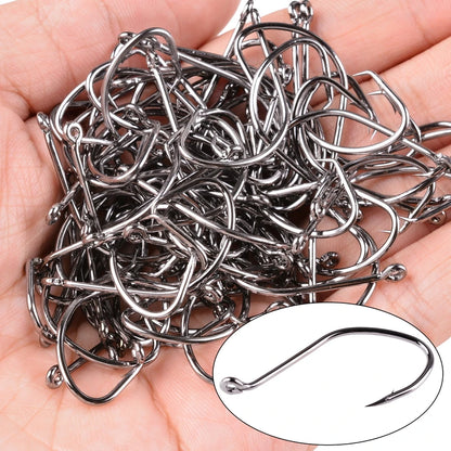 10Pcs Fishing Hooks Barbed Carbon Steel Circle Hook 6/0-10 Catfish Tackle