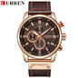Curren Mens Watch Waterproof Quartz Chronograph Leather Strap 8291
