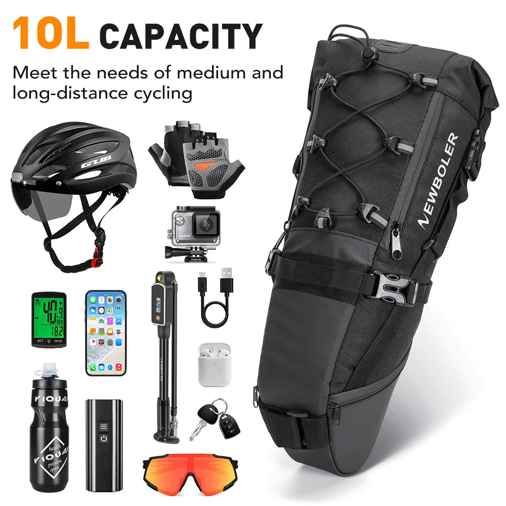 Bicycle Saddle Bag Waterproof 10L 13L Large Capacity Bike Tail Pannier
