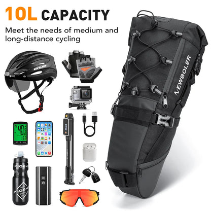 Bicycle Saddle Bag Waterproof 10L 13L Large Capacity Bike Tail Pannier