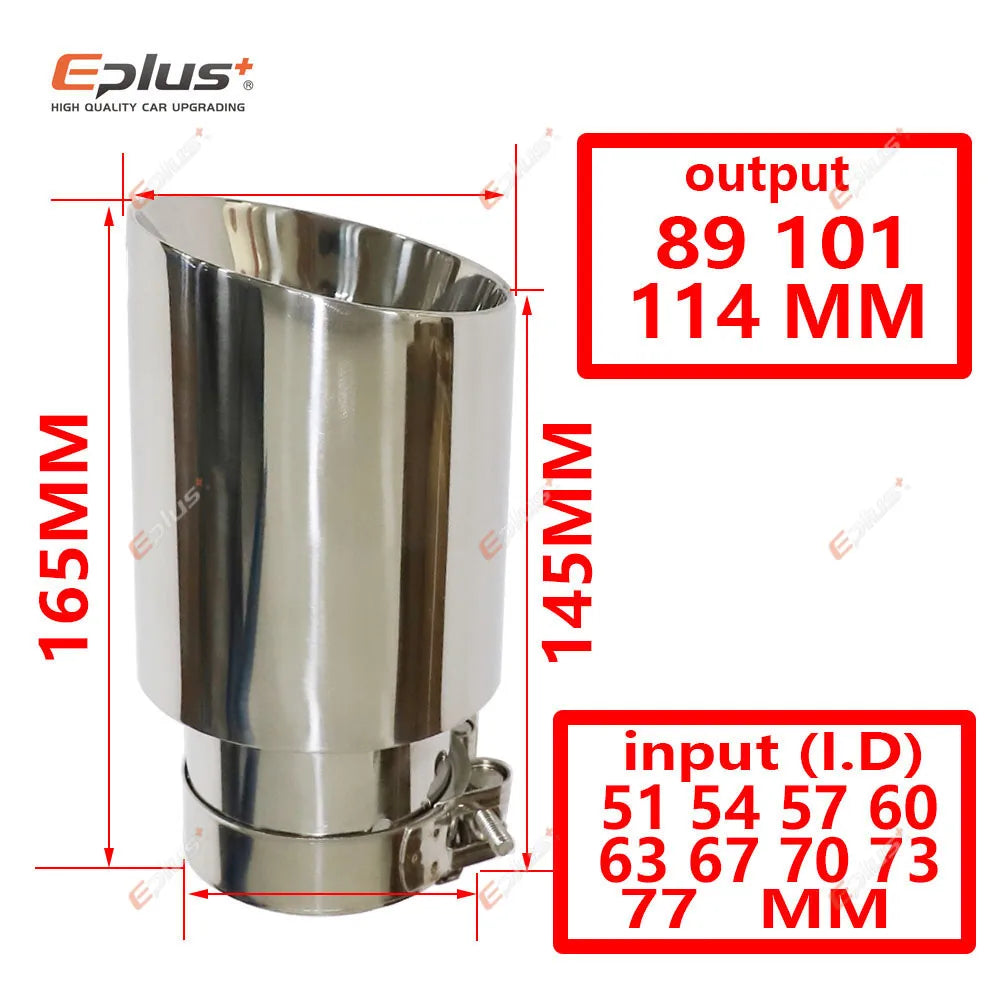 Car Stainless Steel Silver Muffler Tip Universal Exhaust Pipe Mufflers bilayer Nozzle bilayer Decoration Bevel End-EXPROTAS