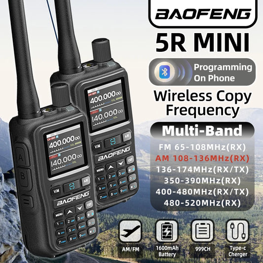 1PC Baofeng Walkie Talkie Long Range Radio 5RMINI Type-C Charger 1600mAh