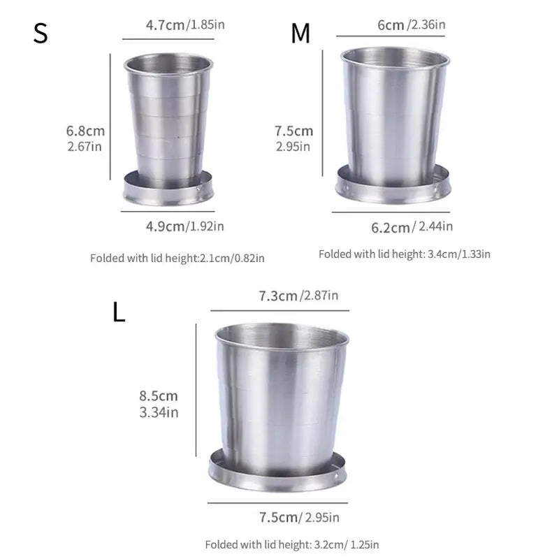 Stainless Steel Telescopic Camping Cup Folding Portable Drinkware Travel Mug