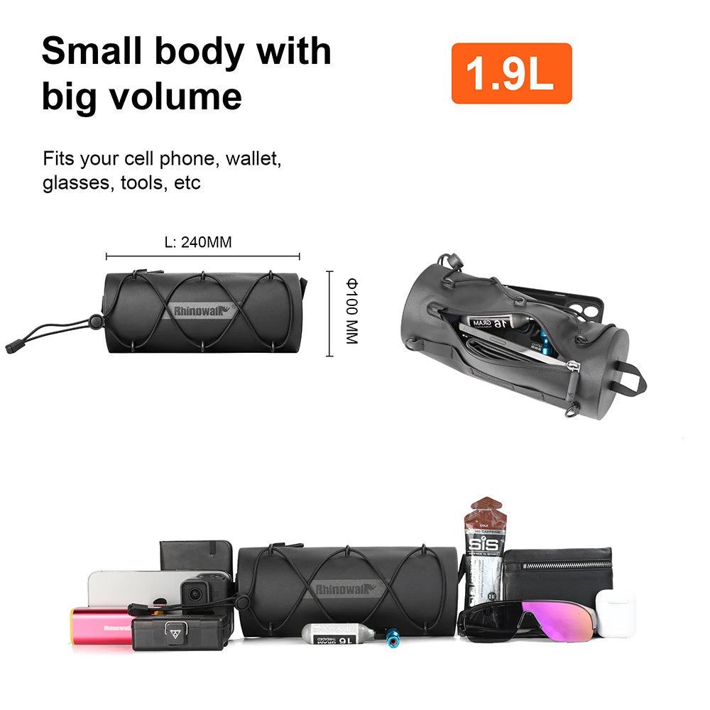 Rhinowalk 1.9L Waterproof Handlebar Bag Front Tube Road Cycling Bike Pannier Pack
