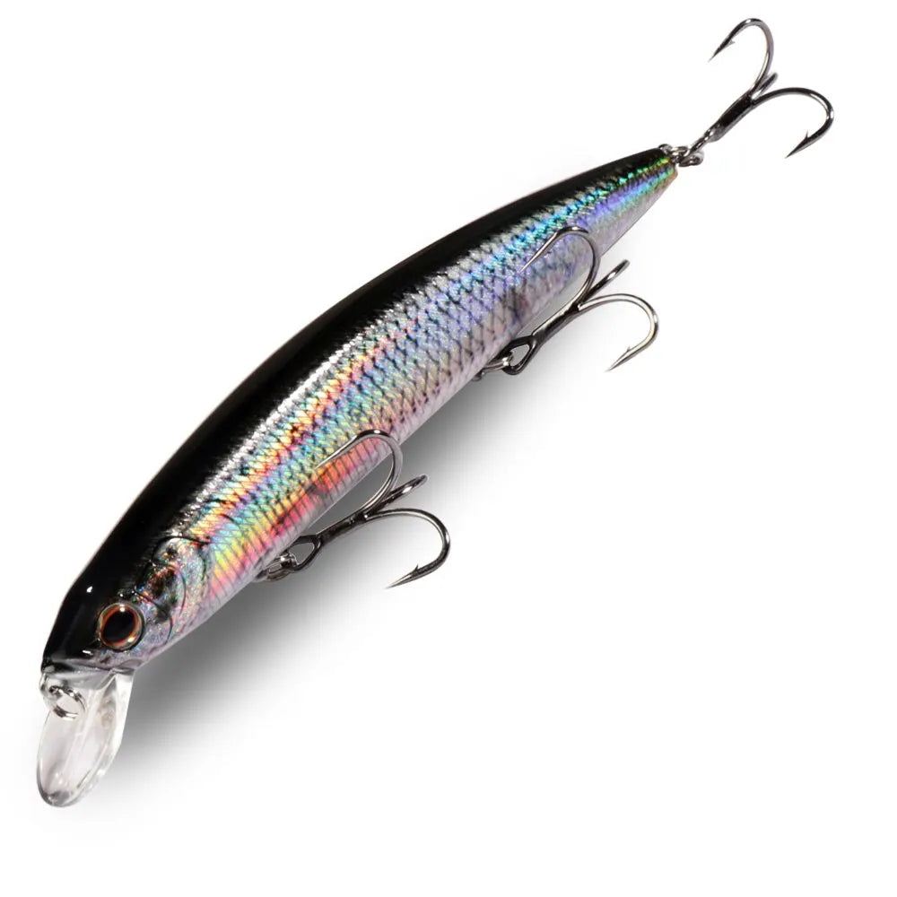 Treble Hook Minnow Lure 14cm 24g Fishing Wobbler for Pike Bass