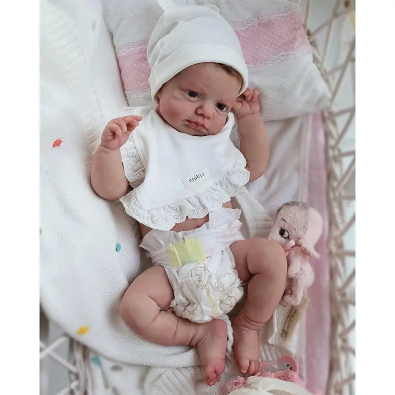 20" Reborn Doll Kit LouLou Awake 3D Painted Skin Blue Eyes Rooted Hair Parts