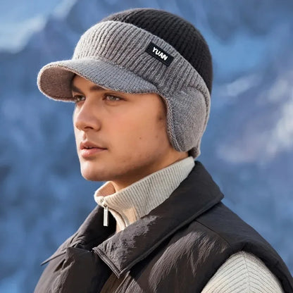 Ear Protection Dual-Tone Knit Baseball Cap for Outdoor Activities