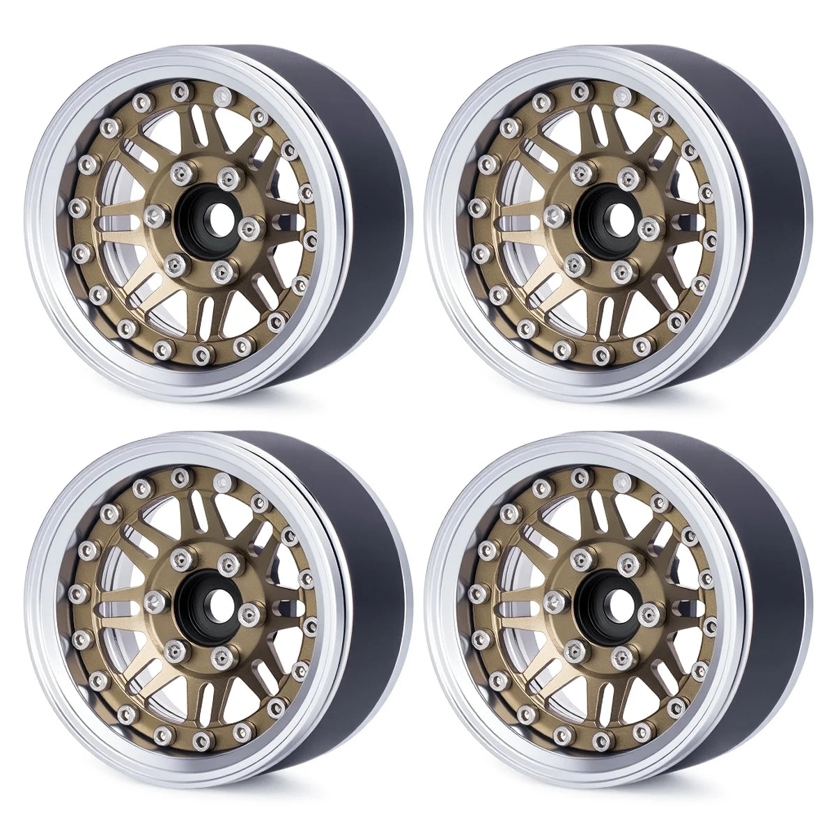 1.9 Aluminium Beadlock Wheels Adjustable Offset Rims 1/10 RC Crawler TRX4