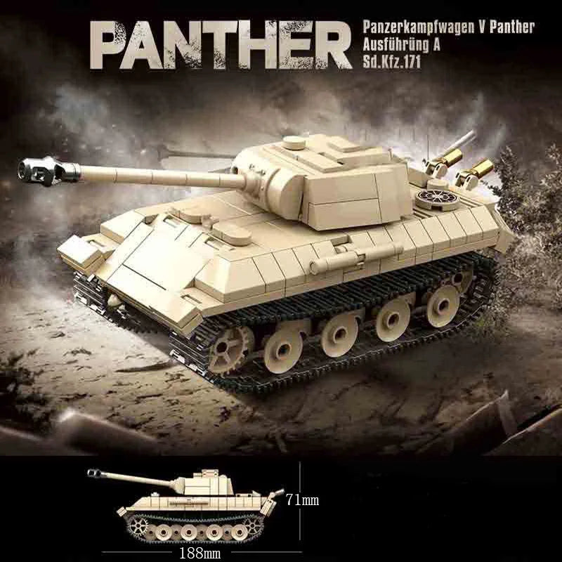 WW2 German Leopard Medium Tank Building Blocks Military Brick Model Educational Toy Gift