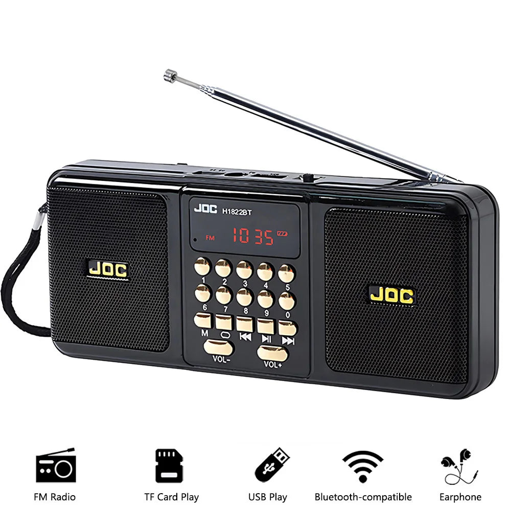 Portable FM Radio Speaker Bluetooth MP3 Player USB Rechargeable Digital