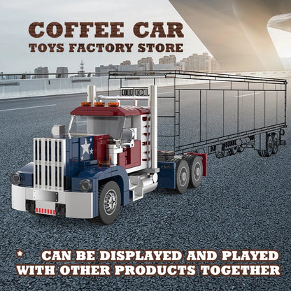 MOC Truck Head Container Trailer Building Blocks City Shipping Vehicle Toy Set