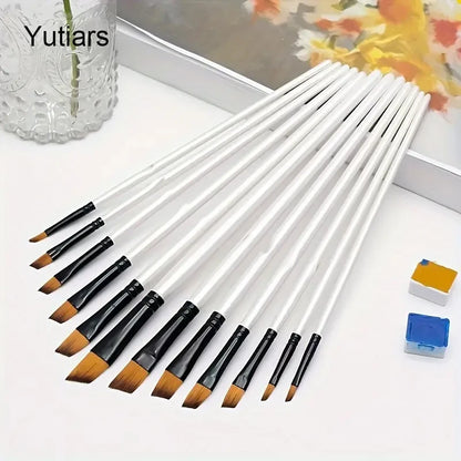 12/48 Pcs Art Paint Brushes Set Nylon Hair for Oil Acrylic Watercolor Painting