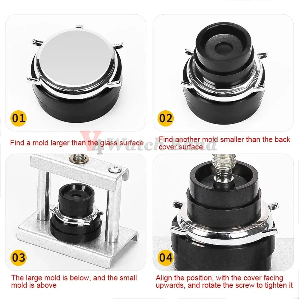 Watch Back Case Press Tool 12/18Pcs Repair Dies Fitting Closing Kit