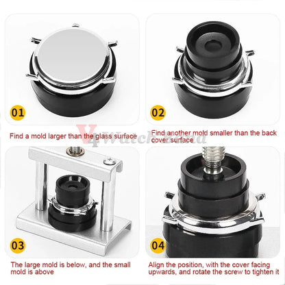 Watch Back Case Press Tool 12/18Pcs Repair Dies Fitting Closing Kit