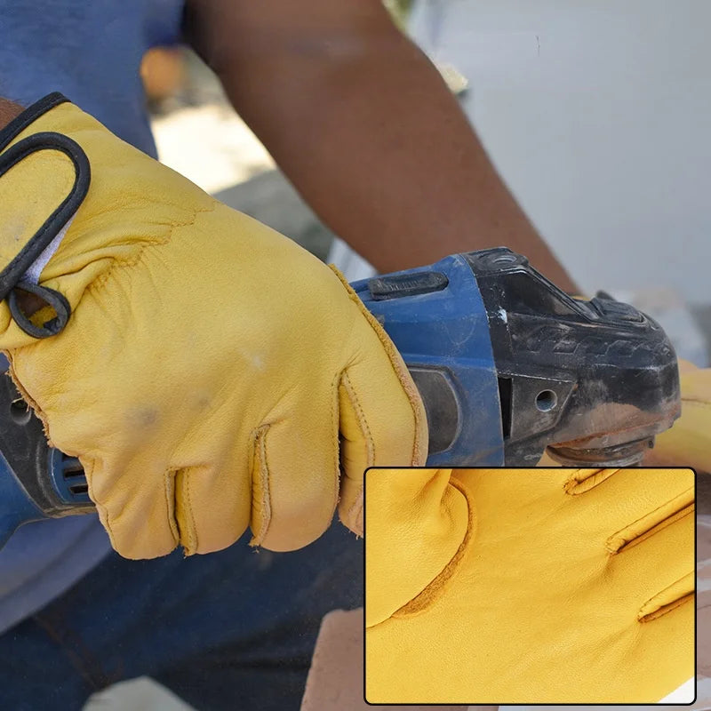 Leather Work Gloves Driver Lorry Fleece Lined Safety Truck Welding Pairs