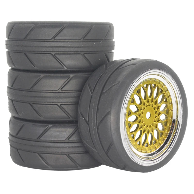 4PCS 65mm RC Road Wheel Tyres Rims for HSP HPI 1/10 Racing Car