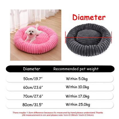40-90cm Cat Bed Plush Round Soft Warm Cushion for Dog Pet Winter Sleeping