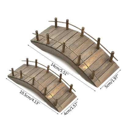 1:12 Miniatures Fairy Garden Wooden Arch Bridge with Railings