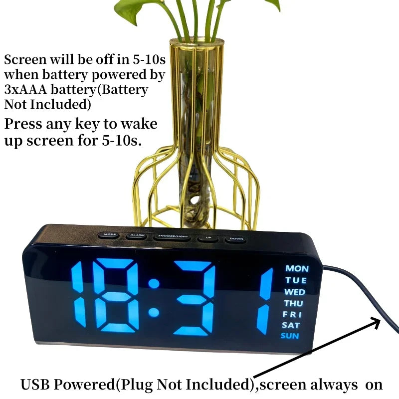 Mood Light Digital Alarm Clock USB LED Snooze Temperature Display 12/24H