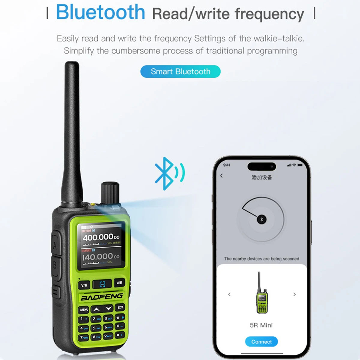 Baofeng Walkie Talkie Mini 2 Way Radio Bluetooth 5W Dual Band 1600mAh