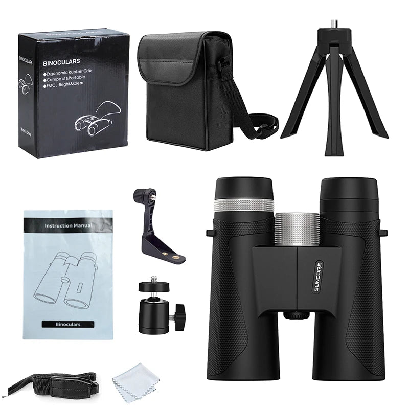 12x42 BAK4 Binoculars with Phone Mount Bird Watching Hunting Hiking Travel