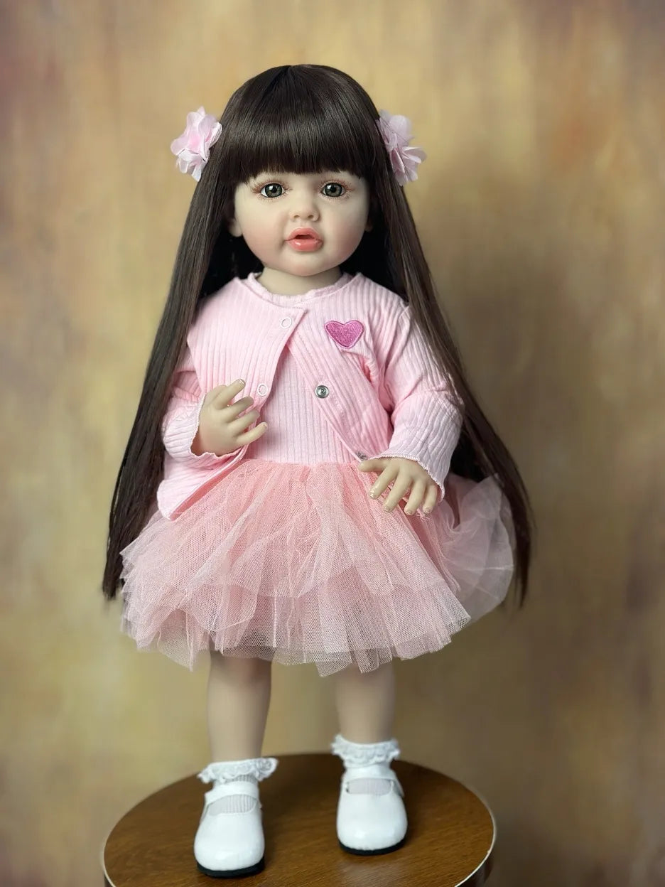BZDOLL 55CM 22Inch Can Stand Reborn Baby Lifelike Girl Doll Full Soft Silicone Body Princess Toddler Bebe Birthday Gift-EXPROTAS