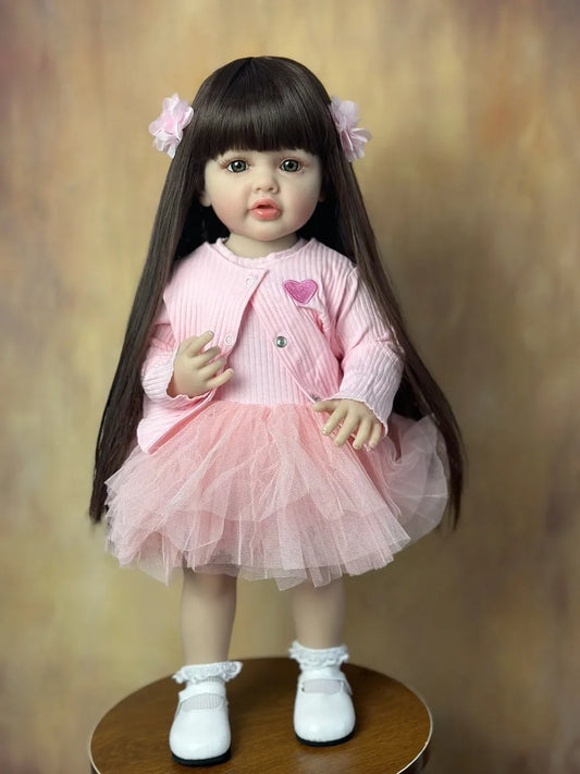 BZDOLL 55CM 22Inch Can Stand Reborn Baby Lifelike Girl Doll Full Soft Silicone Body Princess Toddler Bebe Birthday Gift-EXPROTAS
