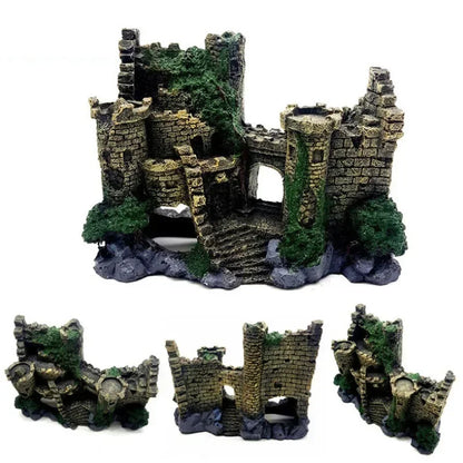 Fish Tank Castle Ornament Ancient Resin Decoration for Aquarium Landscaping