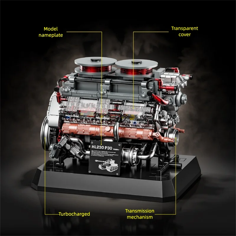 1200+pcs Tiger Tank Engine Simulation Building Blocks Technical DIY Model Toy Gift