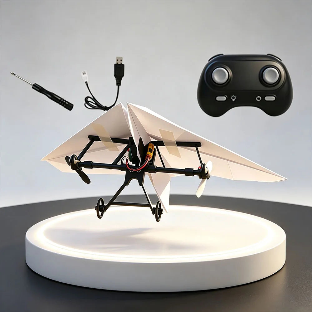 RC Paper Airplane Electric Remote Control Toy with Gyro Stabilizer for Kids