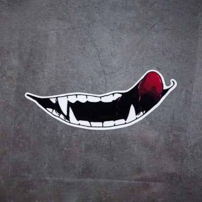 1pc Evil Teeth and Tongue Motorcycle Helmet Fuel Tank Stickers Racing Body Window Funny Decoration Universal Vinyl Decals-EXPROTAS