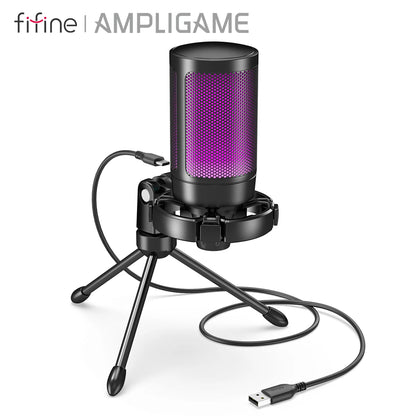 USB Gaming Microphone Condenser Mic for PC PS4/5 Streaming RGB