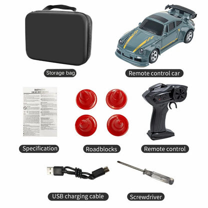 RC Drift Car 1:64 Remote Control Racing Toy 4WD LED Lights