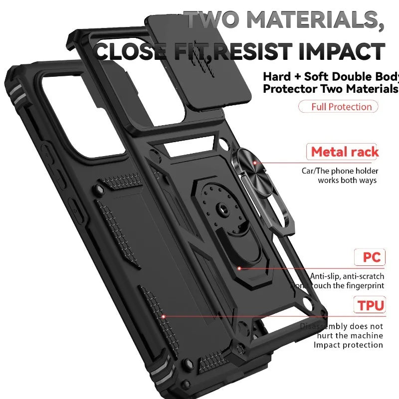 Xiaomi Redmi Note 10-14 Pro Shockproof Case Magnetic Ring Camera Cover