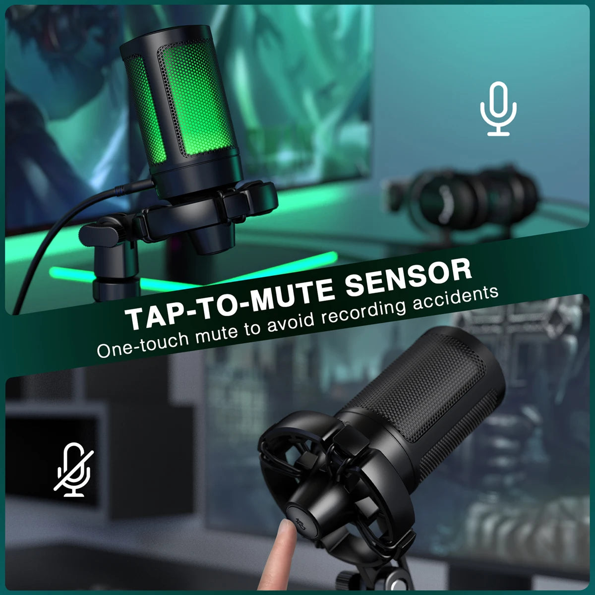 USB Gaming Microphone Condenser Mic for PC PS4/5 Streaming RGB