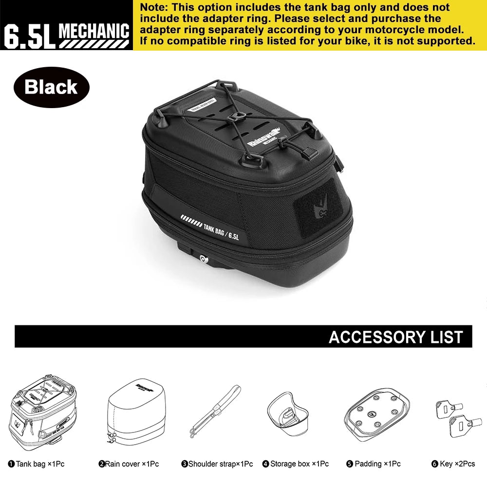 Rhinowalk 6.5L Magnetic Motorcycle Tank Bag Quick Release Rain Cover Universal