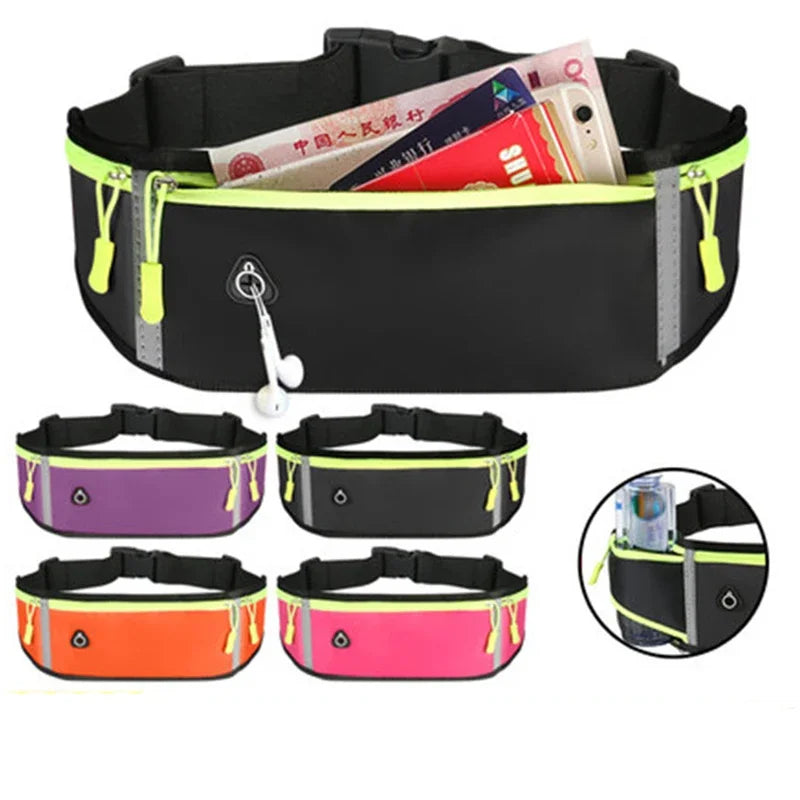 Running Bag Nylon Waist Phone Bag Men Women Waterproof Gym Fitness Bag Hold Water Cycling Phone Case Outdoor Sport Belt Portable