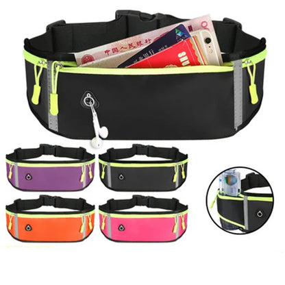 Running Bag Nylon Waist Phone Bag Men Women Waterproof Gym Fitness Bag Hold Water Cycling Phone Case Outdoor Sport Belt Portable