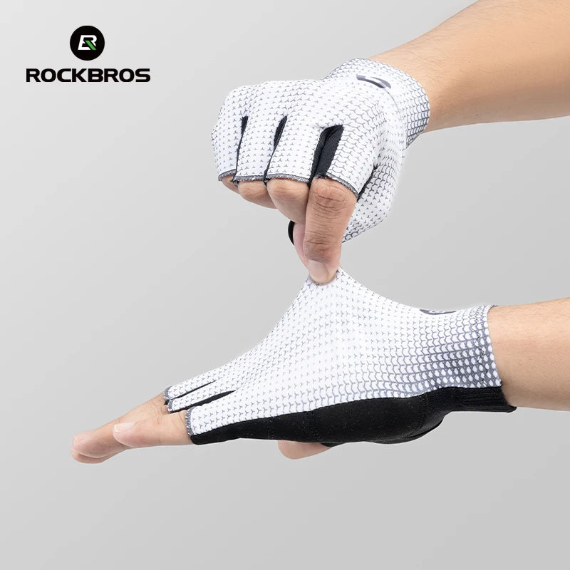 ROCKBROS Half Finger Cycling Gloves Anti-Slip Shock-Absorbing Breathable Summer Gym Gloves