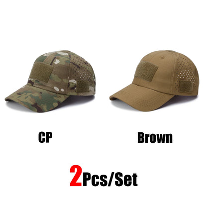 2Pcs Camouflage Baseball Cap Breathable Sun Hat Outdoor Hunting Fishing