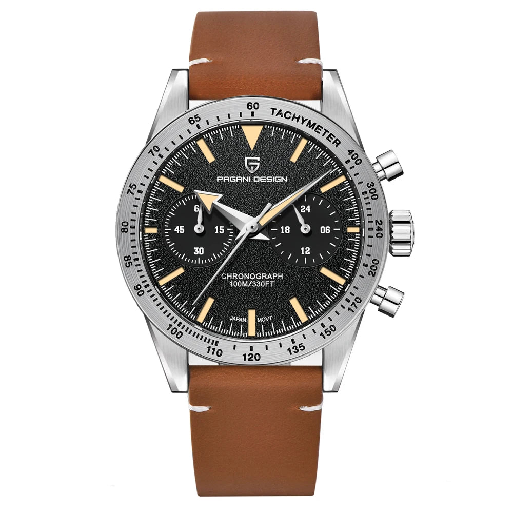PAGANI DESIGN 2023 Mens watches Moon Quartz  Watch men speed Sport waterproof Chronograph AR Sapphire VK64 Steel Retro Luminous-EXPROTAS