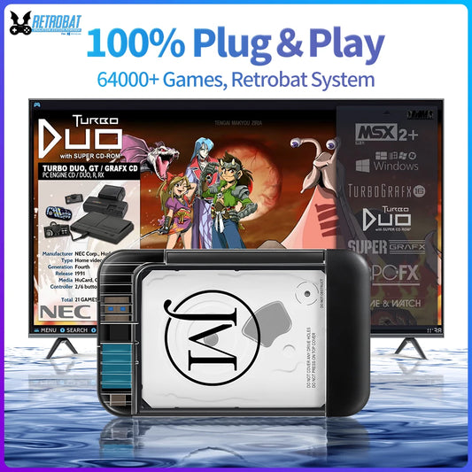 RETROBAT Portable 500G Gaming HDD Consoles 70+Emulators 64000+Retro Games for PS3/PS2/DC/N64/PSP/MAME/SS  for Windows Laptop&PC-EXPROTAS