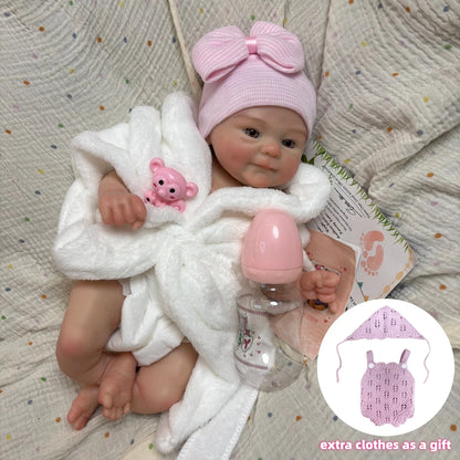 AnjoDoll 13 Inch Silicone Reborn Doll Open Mouth Washable Girl Boy 2 Outfits